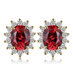 Sterling Silver Stud Earrings Natural Garnet