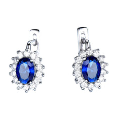 Blue Sapphire Earring Oval 5*7mm Clip Earring for Women 925 Sterling Silver Earrings for Gift