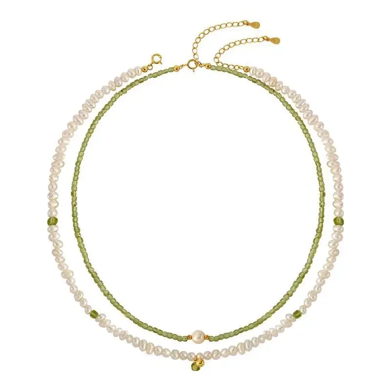 Vintage Freshwater Pearl and Peridot Choker Necklace