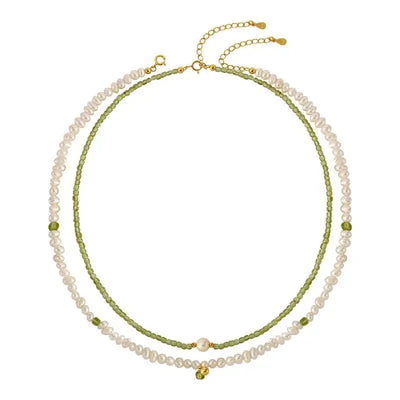 Vintage Freshwater Pearl and Peridot Choker Necklace