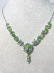 ZECAA Peridot Fine Jewelry Peridot Necklace Pendant With Natural Peridot Gemstone 4*6mm Lady Peridot Necklace Pendant Jewelry