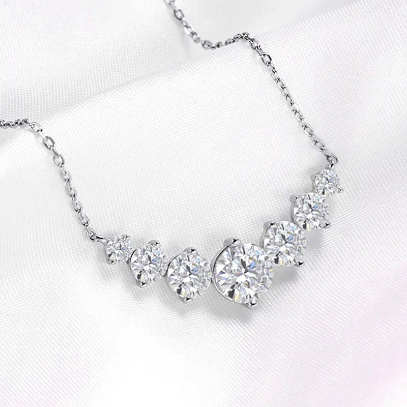 Moissanite Necklace for Women Smile Princesses Sparkling Diamond Pendant S925 Sterling Silver Plated PT950