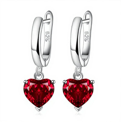 Red Garnet Gemstone Silver Stud Earrings for Capricorn