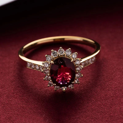 Metiseko 925 Sterling Silver Ruby Colour Ring Garnet Red Retro Elegant Queen's Ring Waterproof for Women Party Drop Shipping