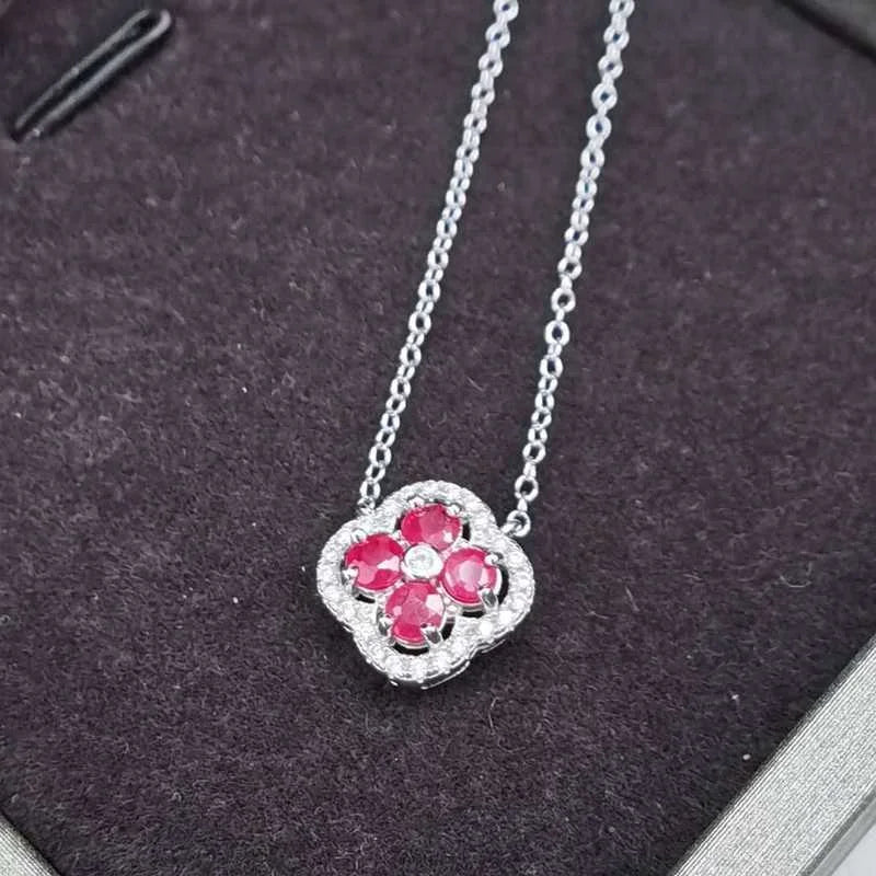 SACE GEMS Luxury 100% 925 Sterling Silver 3*3MM Ruby Pendant Necklaces for Womne Wedding Party Birthday Fine Jewelry Gift