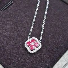 SACE GEMS Luxury 100% 925 Sterling Silver 3*3MM Ruby Pendant Necklaces for Womne Wedding Party Birthday Fine Jewelry Gift