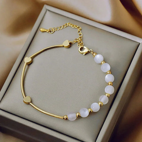 Opal Stone Love Heart Bracelet
