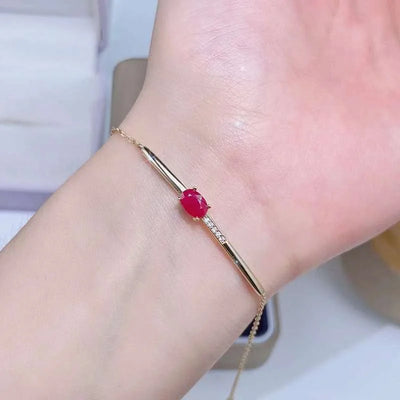 YULEM  Natural Natural Ruby Bracelet Gemstone Fine Jewelry for Women Anniversary Gift 925 Sterling Silver