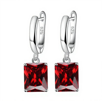 Red Garnet Gemstone Silver Stud Earrings for Capricorn