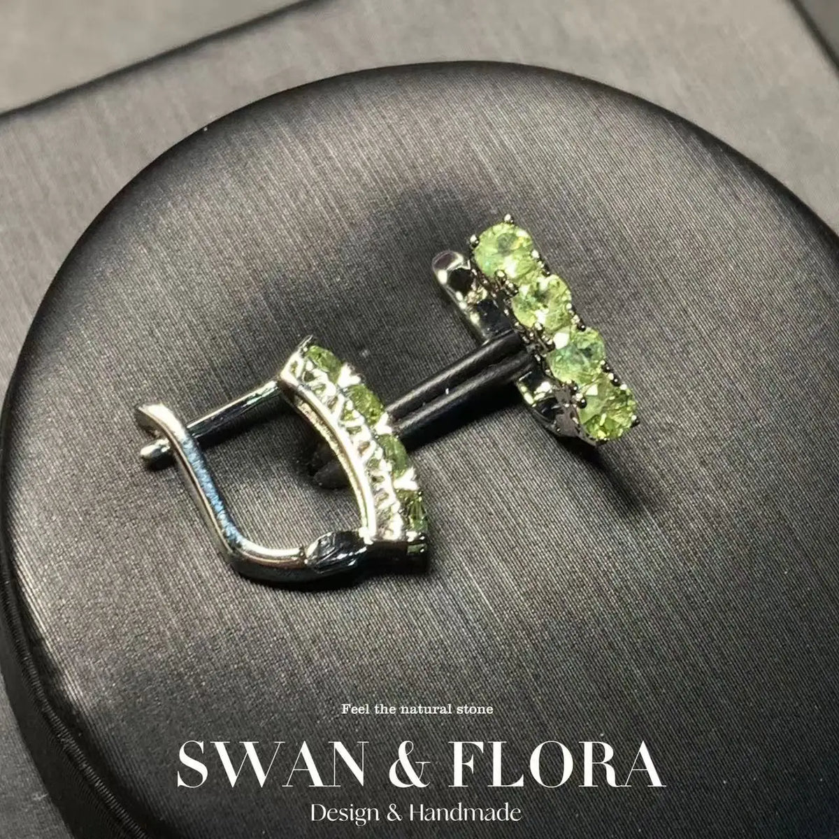 Vintage Natural Peridot Hoop Earrings Simple Classic Round Circle Gemstone Jewelry Handmade Fine Gift