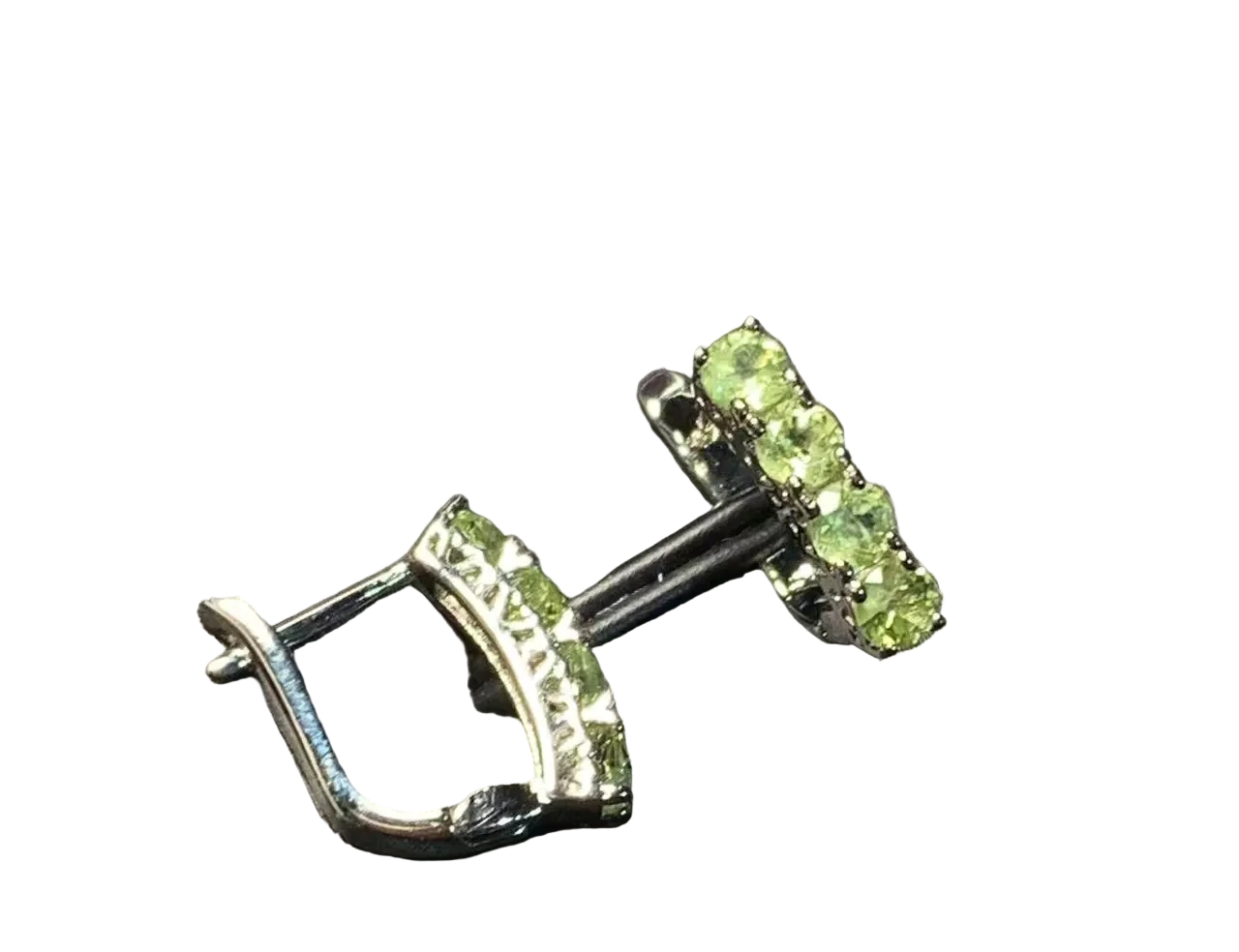 Vintage Natural Peridot Hoop Earrings Simple Classic Round Circle Gemstone Jewelry Handmade Fine Gift