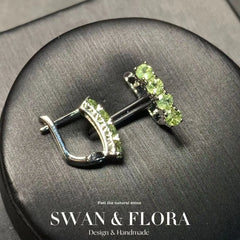 Vintage Natural Peridot Hoop Earrings Simple Classic Round Circle Gemstone Jewelry Handmade Fine Gift