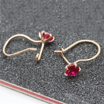 14K Rose Gold Ruby Drop Earrings