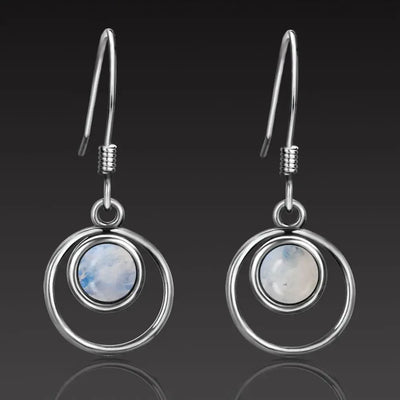 Sterling Silver 925 Earrings Fashion Round Natural 5mm Moonstone Drop Earrings for Women Wedding Engagement Ear Jewelry
