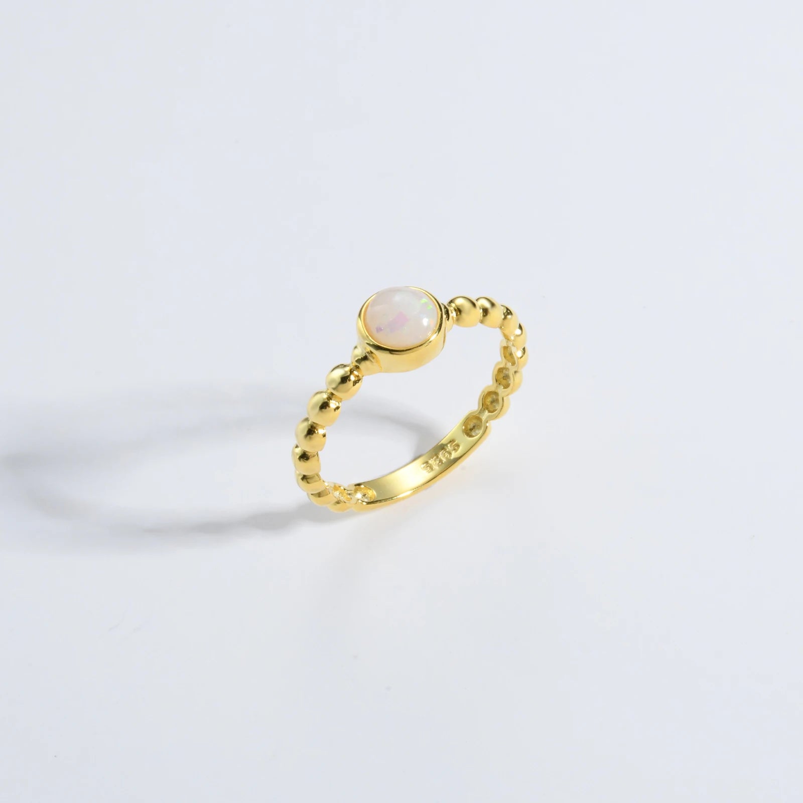 ANDYWEN New 925 Sterling Silver Size 5 to 9 Round Opal Beads Ring Women Luxury Party Fine Jewels Rock Punk Party Jewels