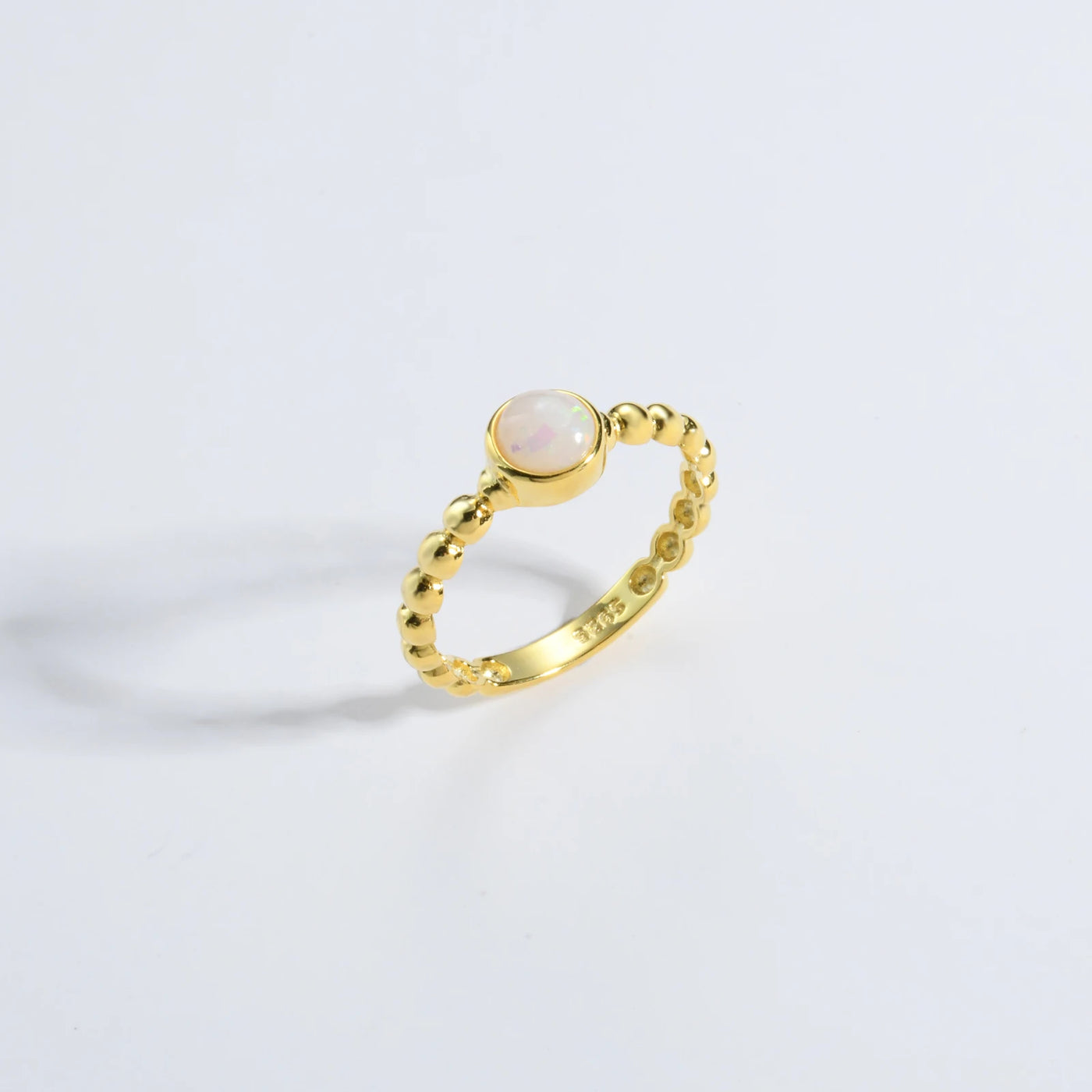 ANDYWEN New 925 Sterling Silver Size 5 to 9 Round Opal Beads Ring Women Luxury Party Fine Jewels Rock Punk Party Jewels