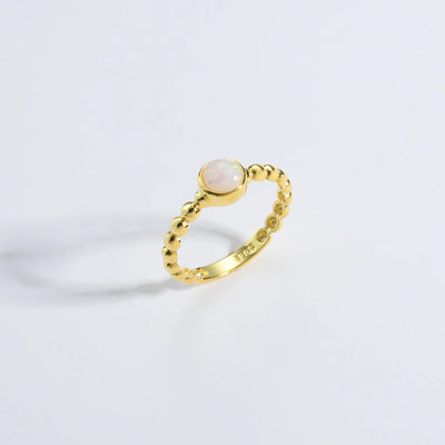 ANDYWEN New 925 Sterling Silver Size 5 to 9 Round Opal Beads Ring Women Luxury Party Fine Jewels Rock Punk Party Jewels
