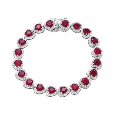 EWYA Luxury S925 Sterling Silver Full Ruby Tennis Bracelet for Women Party Fine Jewelry Lab Grown Gemstones Hand Link Bracelets