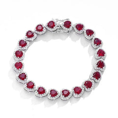 EWYA Luxury S925 Sterling Silver Full Ruby Tennis Bracelet for Women Party Fine Jewelry Lab Grown Gemstones Hand Link Bracelets