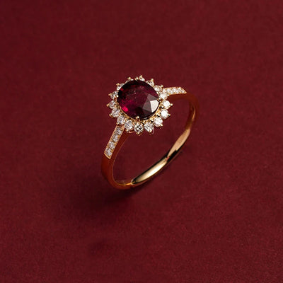 Metiseko 925 Sterling Silver Ruby Colour Ring Garnet Red Retro Elegant Queen's Ring Waterproof for Women Party Drop Shipping