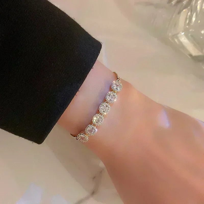Exquisite Opal Tulip Zircon Bracelet for Women Fashionable Personalized Daily Accessory Party Jewelry Birthday Anniversary Gifts