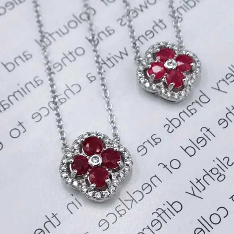 SACE GEMS Luxury 100% 925 Sterling Silver 3*3MM Ruby Pendant Necklaces for Womne Wedding Party Birthday Fine Jewelry Gift