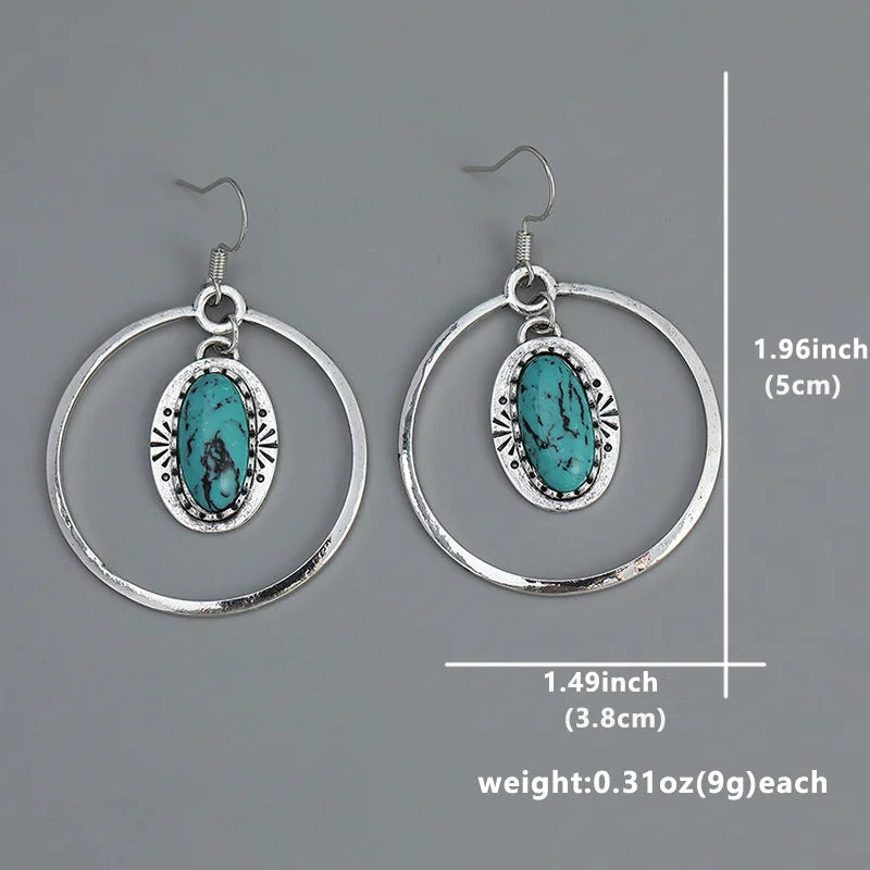 Vintage Boho Turquoise Drop Earrings