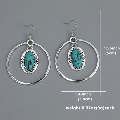 Vintage Boho Turquoise Drop Earrings