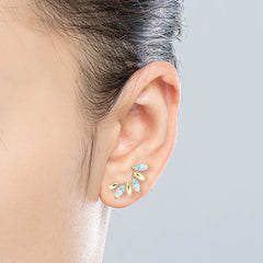 OXTAO Synthetic Opal Fashion Stud Earrings 3x6mm Marquise Shape Cut Ladies 925 Silver Piercing Temperament Earring Jewelry Gift
