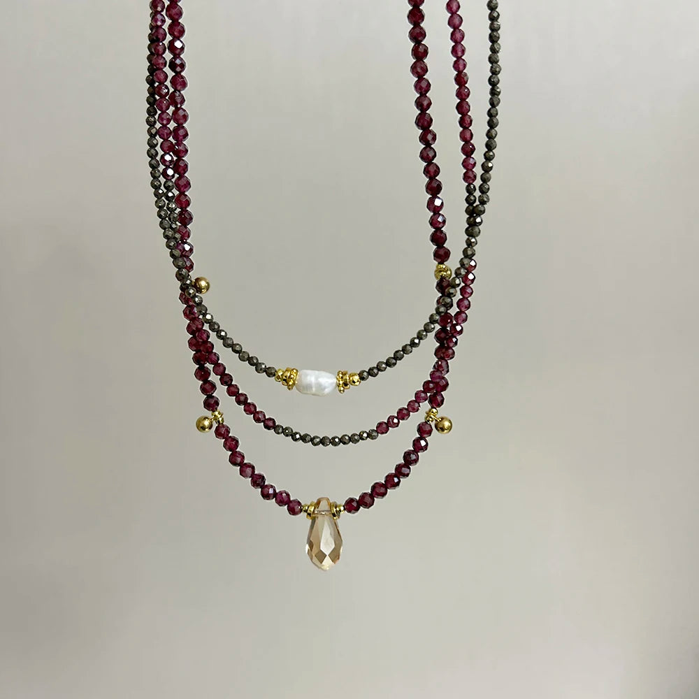 Bohemian Style, Garnet Birthstone Necklace Set