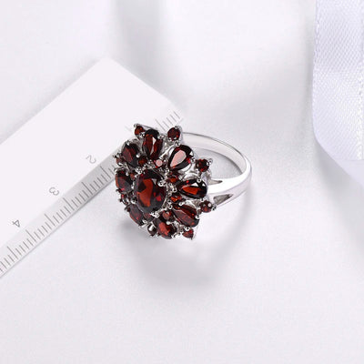 Multi-Cut Garnet Sterling Silver Cocktail Ring