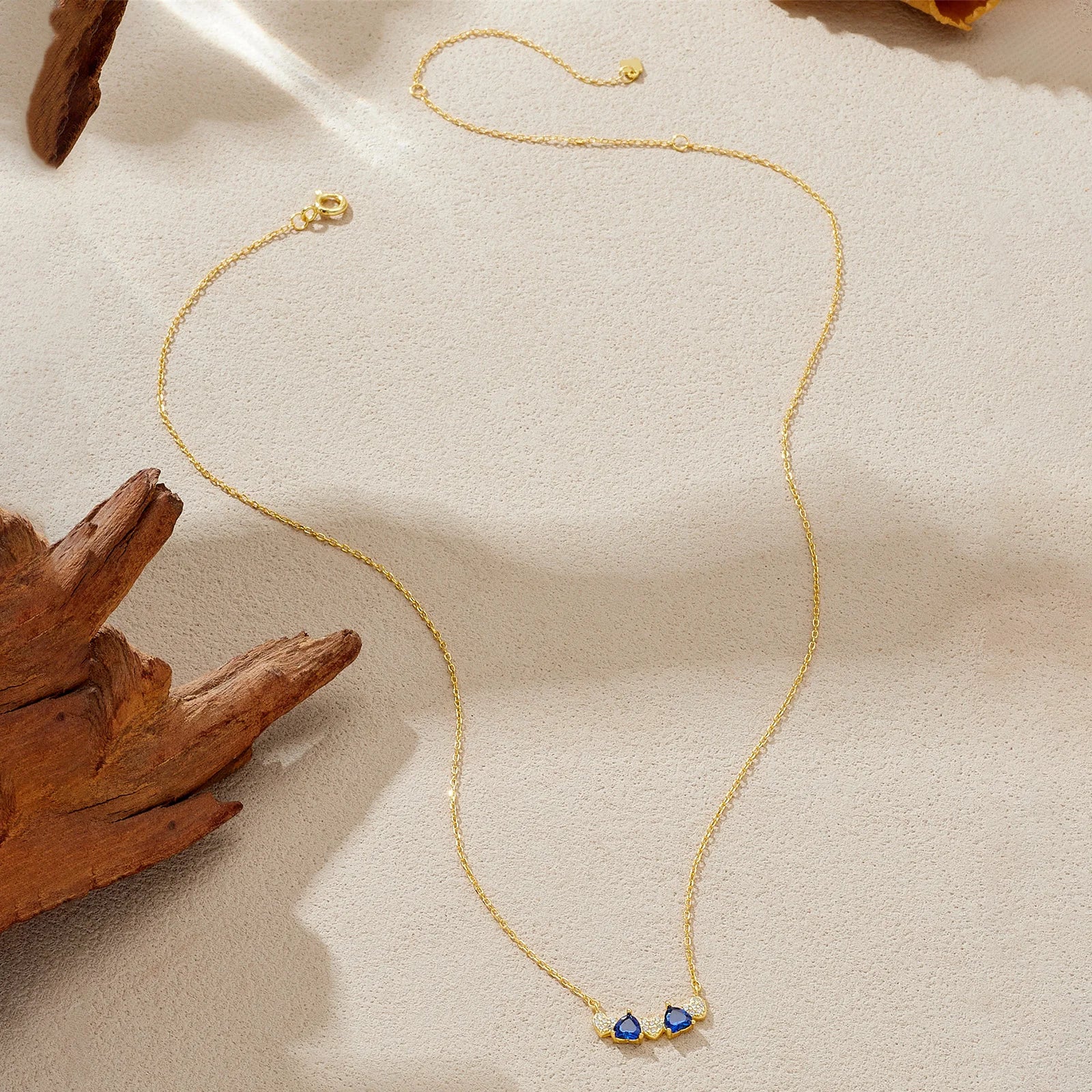 ANDYWEN 925 Sterling Silver Sweet Romantic Multi Heart Necklace Blue Sapphire & CZ Zirconia Dainty Dating Luxury Women Jewelry