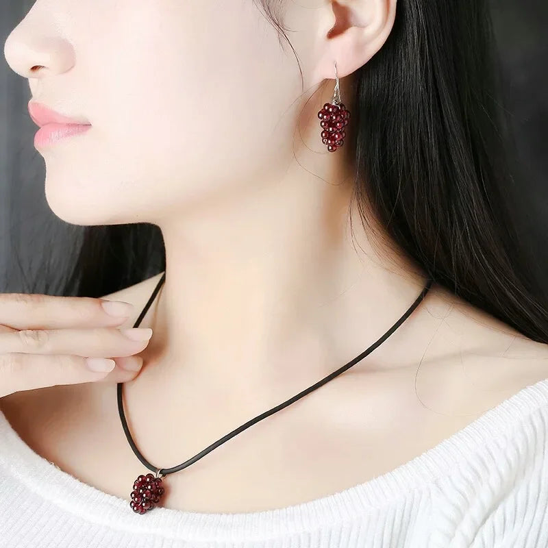 Garnet Birthstone Grape Pendant & Necklace