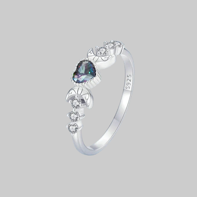 925 Sterling Silver Heart Mystic Topaz Promise Ring