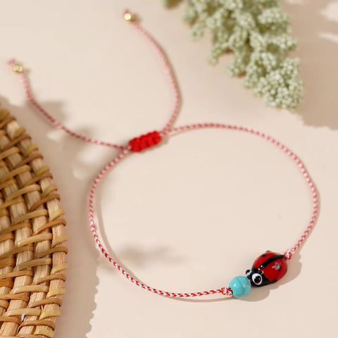 Copper Bead Ladybug Stack Bracelet