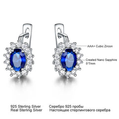 Blue Sapphire Earring Oval 5*7mm Clip Earring for Women 925 Sterling Silver Earrings for Gift