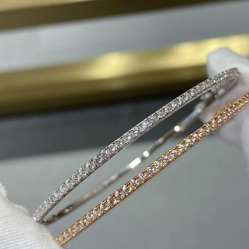 925 Sterling Silver Gold Bangle with Zircon