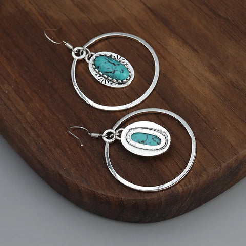 Vintage Boho Turquoise Drop Earrings