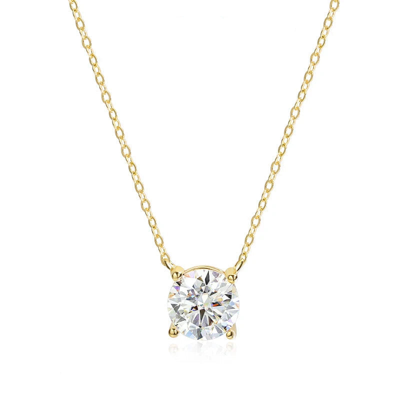 4 Prong Brilliant Cut Diamond Birthstone Necklace