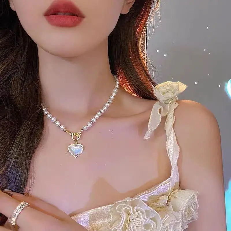 Simple Stacked Retro Imitation Emerald Green Pearl Multi-layer Necklace For Women Fashionable Jewelry Accessories Birthday Gifts