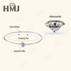 0.5CT Moissanite Bangle Bracelet 18K Gold Plated Bezel Set Diamond Bracelet 925 Sterling Silver Classic Jewelry for Woman Charms