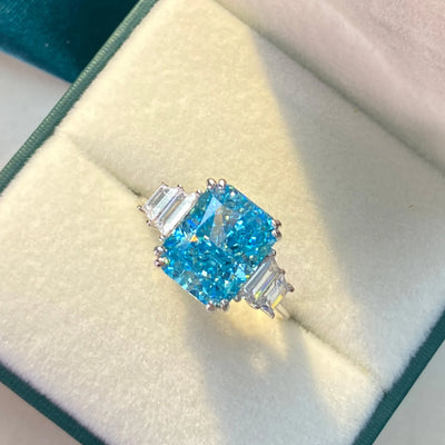 Romantic Moissanite Aquamarine Engagement Ring