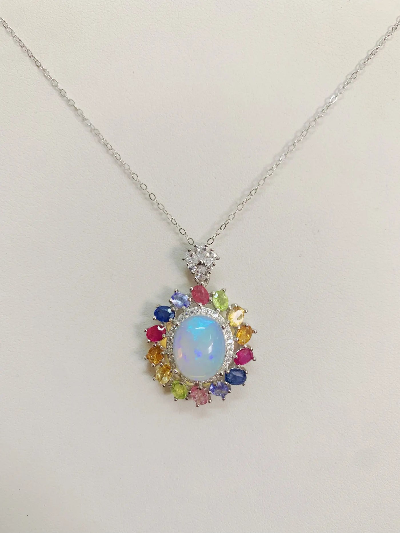 ZECAA 925 White Opal Fine Jewelry Pendant With Natural White Opal Gemstone 10*12mm Lady S925 Silver White Opal Pendant For Girl