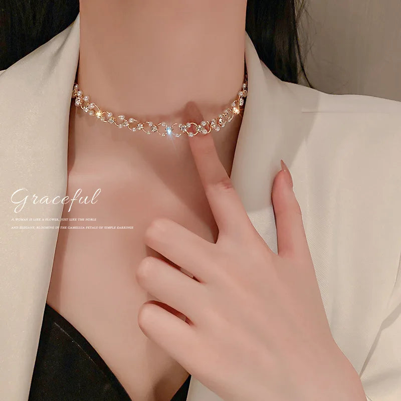Simple Stacked Retro Imitation Emerald Green Pearl Multi-layer Necklace For Women Fashionable Jewelry Accessories Birthday Gifts
