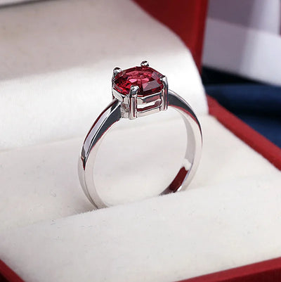 Classic Octagon Ring - Four Prong Garnet Birthstone Ring