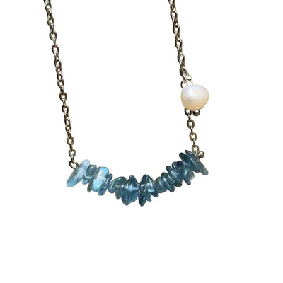 HEYYA STONE Natural Dark Blue Aquamarine Pendant Necklace For Women 925 Silver Plated Simple Fine Jewelry Gemstone Classic Style