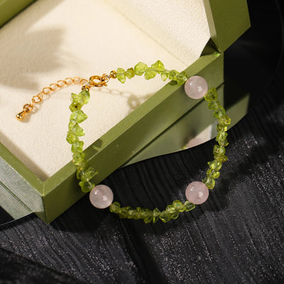 Natural Peridot Olivine Chip Stone Chain Bracelet Women Fashion Gemstone Classic Adjustable Reiki Healing Bracelets Friendship