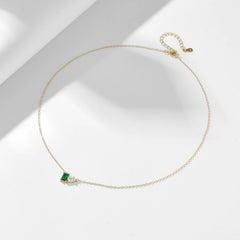 fulsun wholesale jewelry silver 925 gold filled emerald Square green necklace ladys jewelry zircon necklace jewelry women