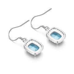 Vintage Aquamarine Earrings 925 Sterling Silver Gemstone Earring for Woman Designer Fine Jewelry Party Mother's Day Gift