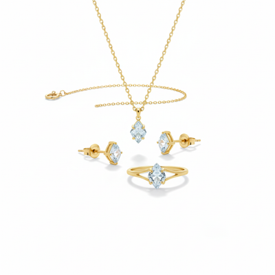 LAMOON Elegant Rhomboid Natrual Sky Blue Topaz Gemstone Pendant Necklace For Women 925 Sterling Silver Gold Plated Fine Jewelry